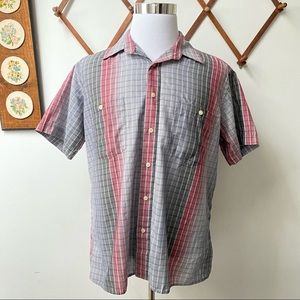 Vintage 1980s Pierre Cardin Grid Plaif Button Down Shirt